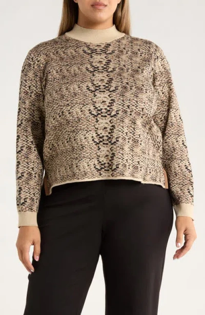 Lyssé Lysse Declan Mock Neck Jacquard Sweater In Brown