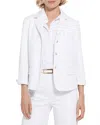 Lyssé Della Denim Cropped Blazer In White In Red