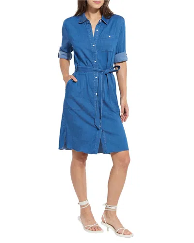 Lyssé Delphine Roll Tab Shirt Dress In Blue