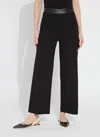 Lyssé Denver Faux Leather Waist Ponte Wide Leg Pants In Black