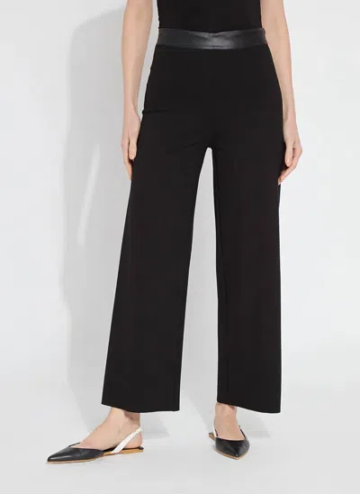 Lyssé Denver Faux Leather Waist Ponte Wide Leg Pants In Black