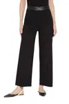 Lyssé Denver Faux Leather Waist Ponte Wide Leg Pants In Black