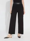 Lyssé Denver Faux Leather Waist Ponte Wide Leg Pants In Black