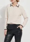 Lyssé Diana Shirt With Contrast Trim In Crisp Chino In Multi