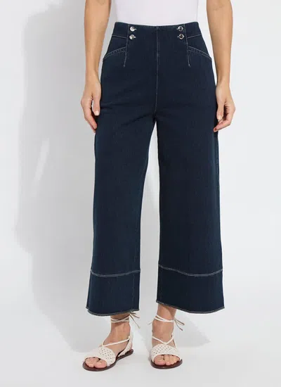 Lyssé Dion Sailor Crop Palazzo Denim (25" Inseam) In Purple