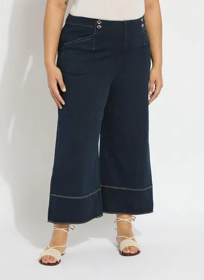 Lyssé Dion Sailor Crop Palazzo Denim (plus Size, 25" Inseam) In Purple