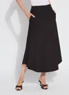 Lyssé Drapey Ponte A-line Midi Skirt Curvy In Black