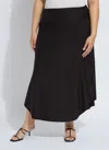 Lyssé Drapey Ponte A-line Midi Skirt Curvy In Black