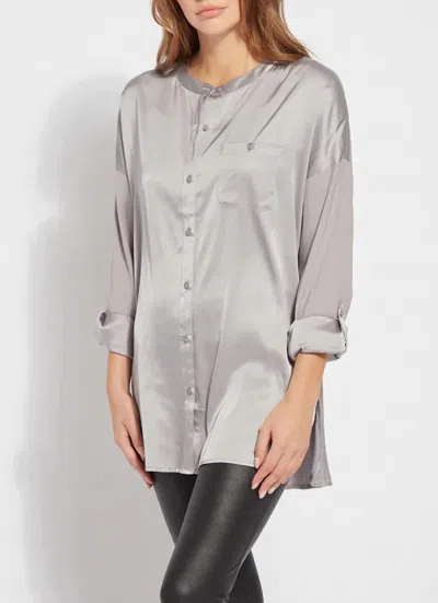 Lyssé Ecovero Stretch Satin Shirt In Grey In Gray