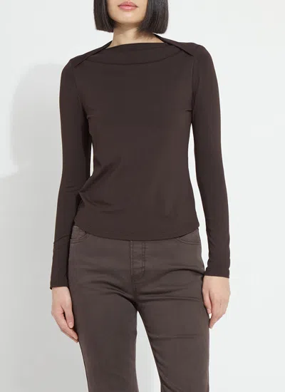 Lyssé Electra Crossed Boat-neck Top In Brown