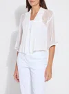 Lyssé Elera Linen Mesh Cardigan Curvy In White