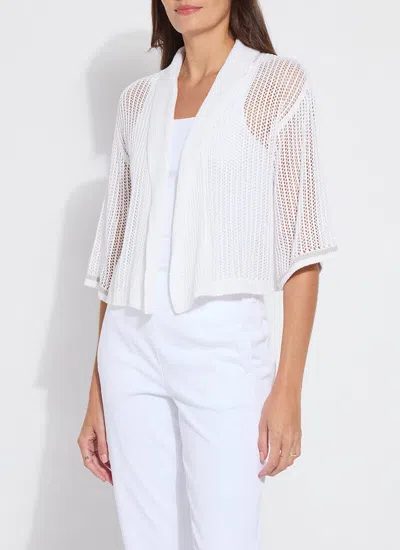 Lyssé Elera Linen Mesh Cardigan In White