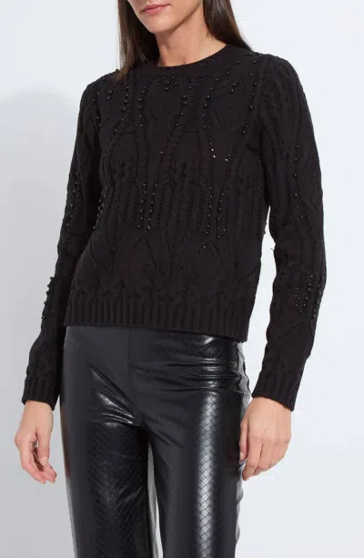 Lyssé Lysse Hadley Cozy Faux Pearl Embellished Sweater In Black