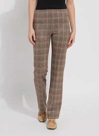 Lyssé Elysse Pant - Cottage Plaid (33" Inseam) In Brown