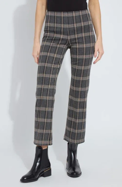 Lyssé Elysse Plaid High Waist Ankle Pants In Gray