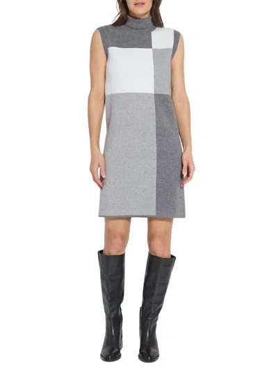 Lyssé Emerie Sweater Dress In Festive Allure Check In Gray