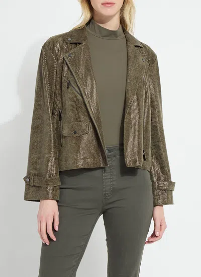 Lyssé Emory Vegan Suede Moto Jacket In Green