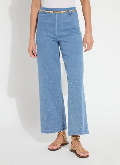 Lyssé Erin Crystal Embellished Wide Leg Denim (28" Inseam) In Multi