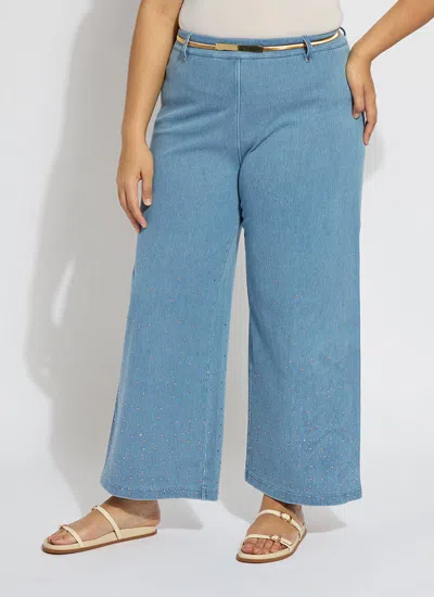 Lyssé Erin Crystal Embellished Wide Leg Denim Curvy (28" Inseam) In Multi