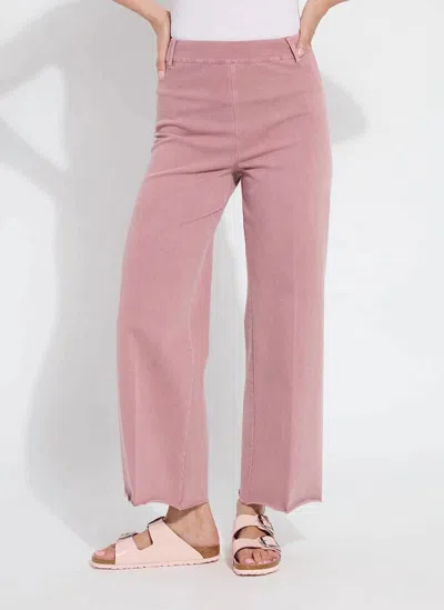 Lyssé Erin Hi Waist Wide Leg Denim Pant In Antique Wash Mauve In Pink