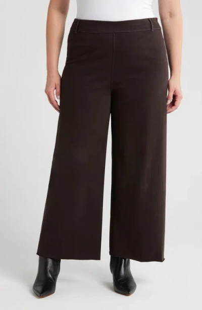 Lyssé Erin High Waist Wide Leg Knit Denim Pants In Double Espresso