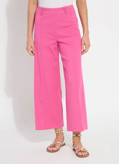 Lyssé Erin Pintuck High Rise Ankle Wide Leg Jeans In Hot Pink