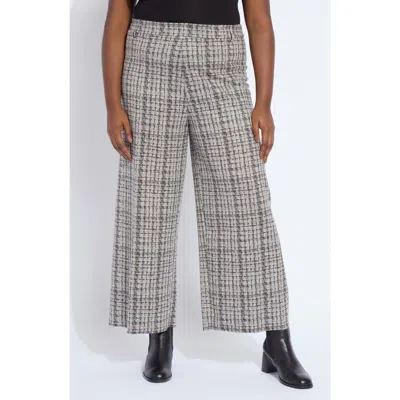 Lyssé Lysse Erin Tweed Print Pull-on High Waist Ankle Wide Leg Pants In Gray