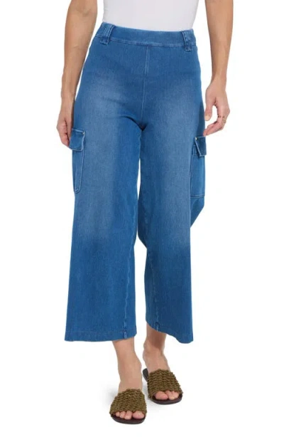 Lyssé Erin West High Waist Crop Wide Leg Utility Pants In Mid Wash