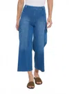 Lyssé Erin West Utility Wide Leg Crop Jeans In Mid Wash In Blue