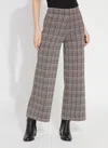 Lyssé Erin High Waist Ponte Jacquard Pant In Opposites Attract Plaid In Gray