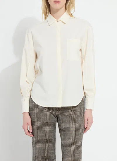Lyssé Etta Pleated Balloon Sleeve Shirt In White
