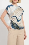 Lyssé Faride Side Pleated Printed Top In Block Puzzle In Multi