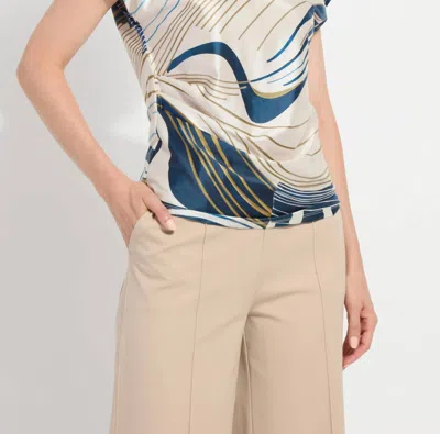Lyssé Faride Side Pleated Printed Top In Block Puzzle In Multi