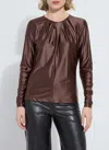Lyssé Fatima Cross Neck Top In Polished Wood In Brown