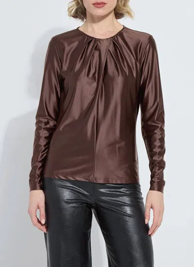 LYSSÉ FATIMA CROSS NECK TOP IN POLISHED WOOD