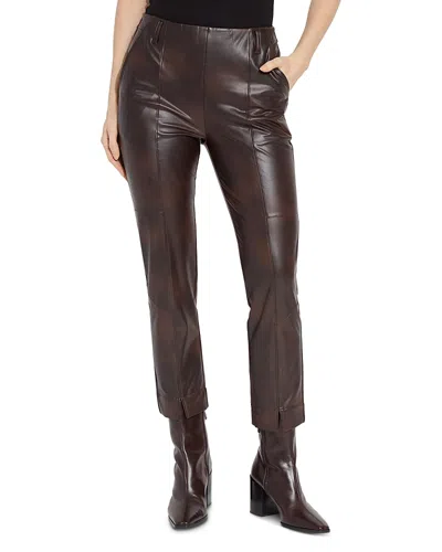 Lyssé Faux Leather Straight Leg Pants In Antique Brown