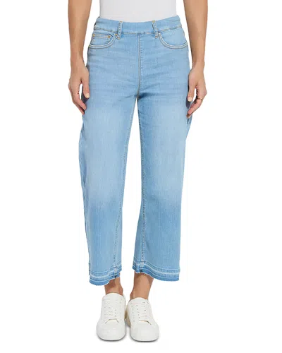 Lyssé Frances High Rise Cropped Wide Leg Jeans In Authentic Midwash In Blue