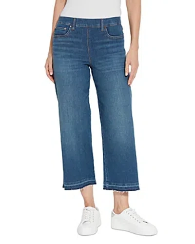 Lyssé Frances High Rise Cropped Wide Leg Jeans In Authentic Midwash In Blue