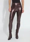 Lyssé Hi Waist Vegan Leather Legging (28" Inseam) In Brown