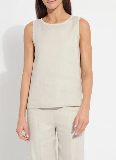 Lyssé Gabriela Embroidered Detail Blend Tank In Flax Linen In Neutral