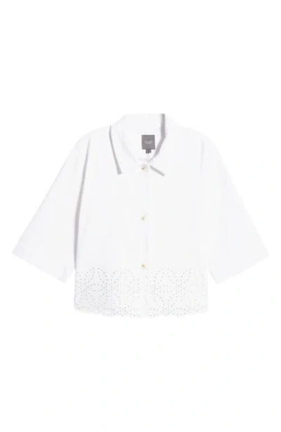 Lyssé Gem Eyelet Detail Denim Jacket In White