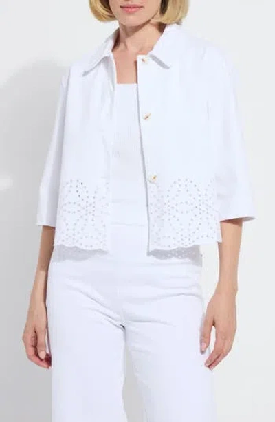 Lyssé Lysse Gem Eyelet Detail Stretch Cotton Denim Jacket In White