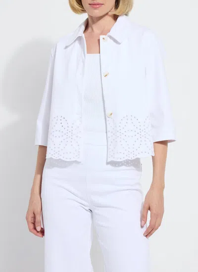 Lyssé Gem Eyelet Embroidered Denim Jacket In White