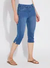 Lyssé Granada Front Pocket Capri Denim (18.5" Inseam) In Blue
