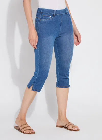 Lyssé Granada Front Pocket Capri Denim (18.5" Inseam) In Blue