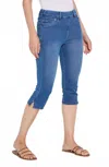 Lyssé Granada Front Pocket Capri Denim Jeans In Mid Wash In Blue