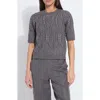 Lyssé Lysse Hadley Crystal Embellished Short Sleeve Sweater In Gray