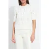 Lyssé Lysse Hadley Crystal Embellished Short Sleeve Sweater In White