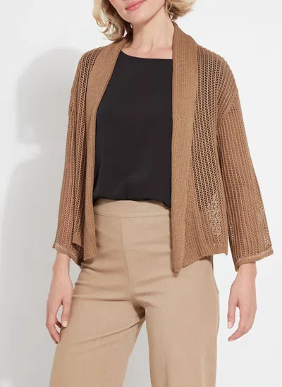 LYSSÉ HARPER LINEN CARDIGAN IN TANNED