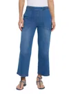 Lyssé Hayes Braid Detail Crop Wide Leg Jeans In Blue